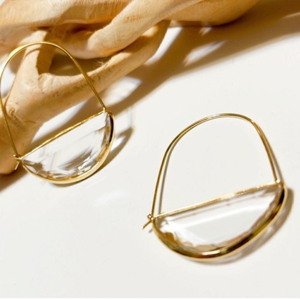 Anthropologie Gold Geometric Hoop Earrings